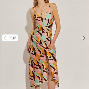 River Island Asymmetric Multicolor Slip Dress with front slip. US size 12